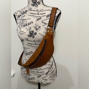 Genuine Leather Slim Waist Pack for Men Women